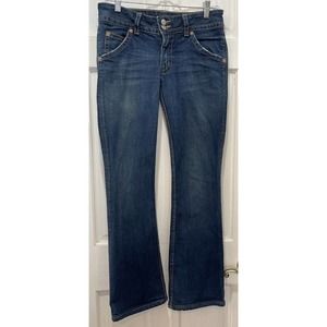 Hudson Blue Distressed Flared Flap Back Pocket Jeans Size 30 Style# 170SD